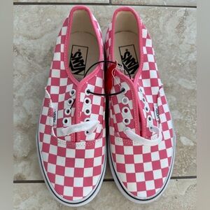 Vans Women Pink and White Checkered Sneakers